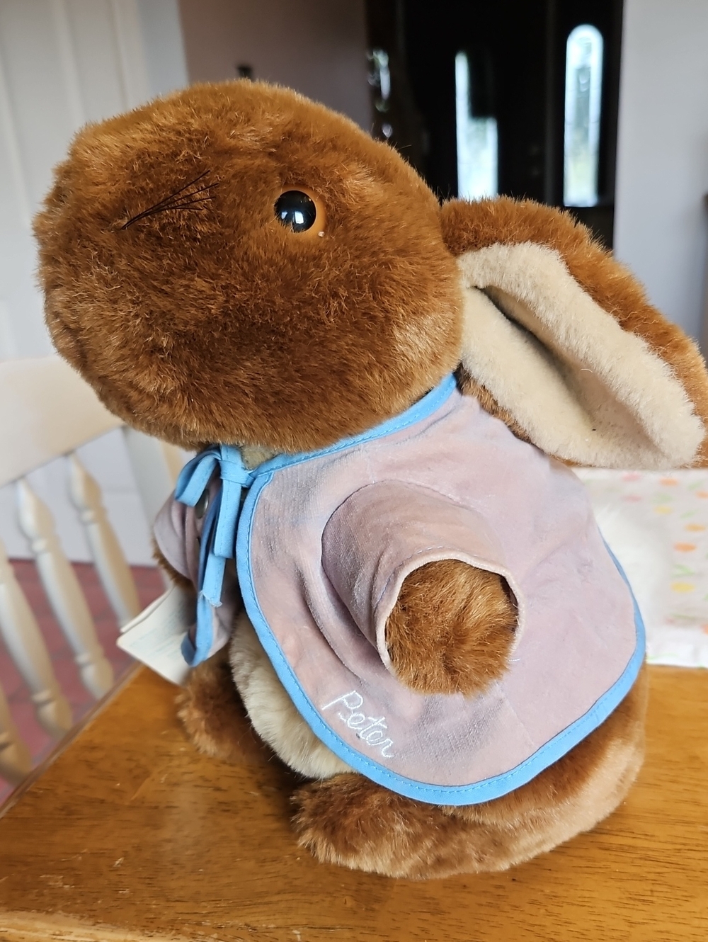 Plush Brown Bunny with Blue-Trim Jacket - Peter Signature